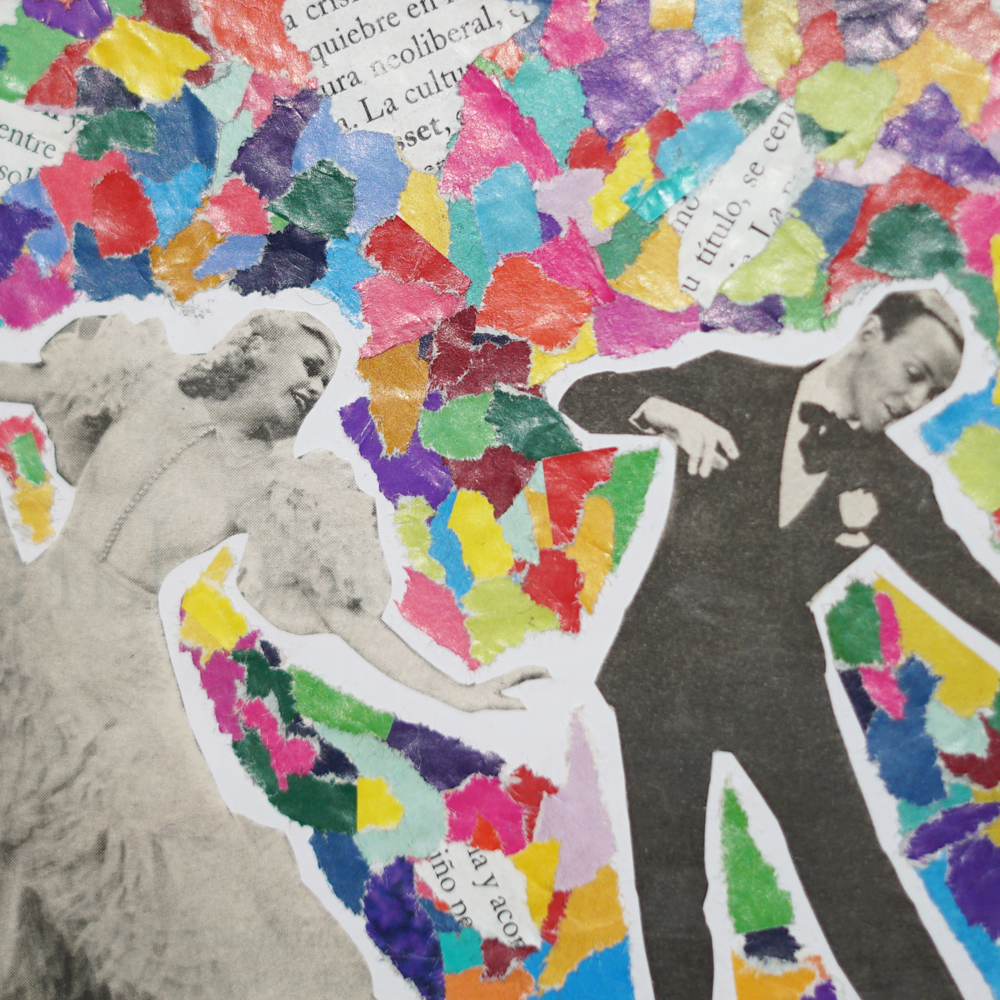 Collage análogo enmarcado Danza vintage