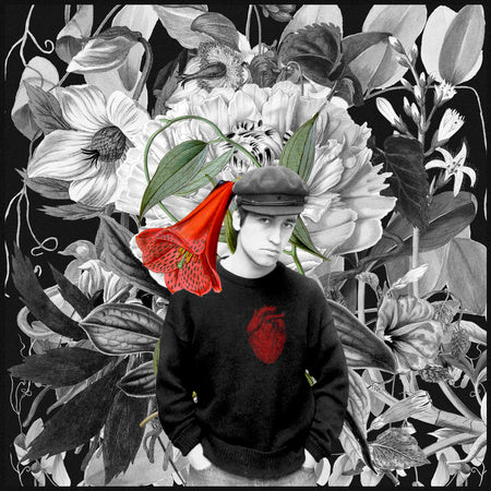 Collage digital enmarcado Jorge Gonzáles marco negro