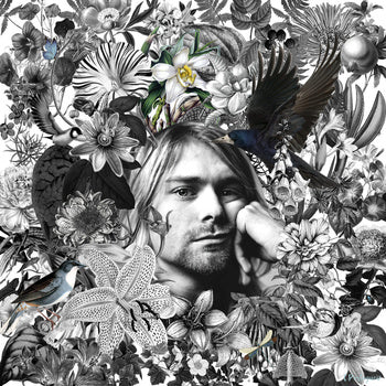 Collage digital enmarcado Kurt Cobain marco blanco con paspartu