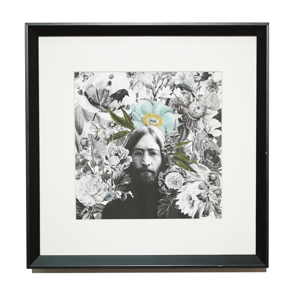 Collage digital enmarcado Jhon Lennon marco blanco con paspartu