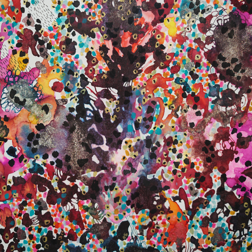 Pintura acrilica flores de coral