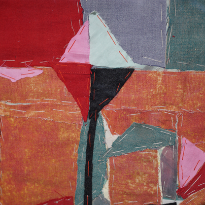 Cuadro collage textil enmarcado 01