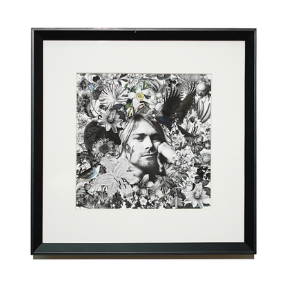 Collage digital enmarcado Kurt Cobain marco blanco con paspartu