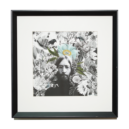 Collage digital enmarcado Jhon Lennon marco blanco con paspartu
