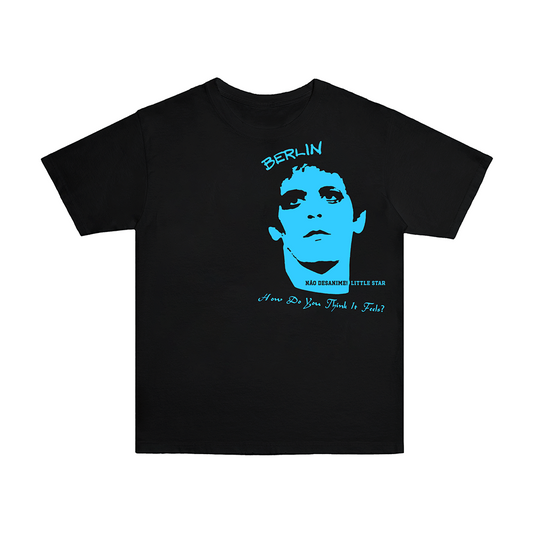 Polera "LOU REED" estampado celeste
